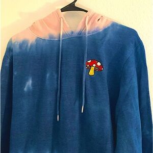 Mushroom sweatshirt tie dye drawstring fungi leisure embroidered sweatshirt